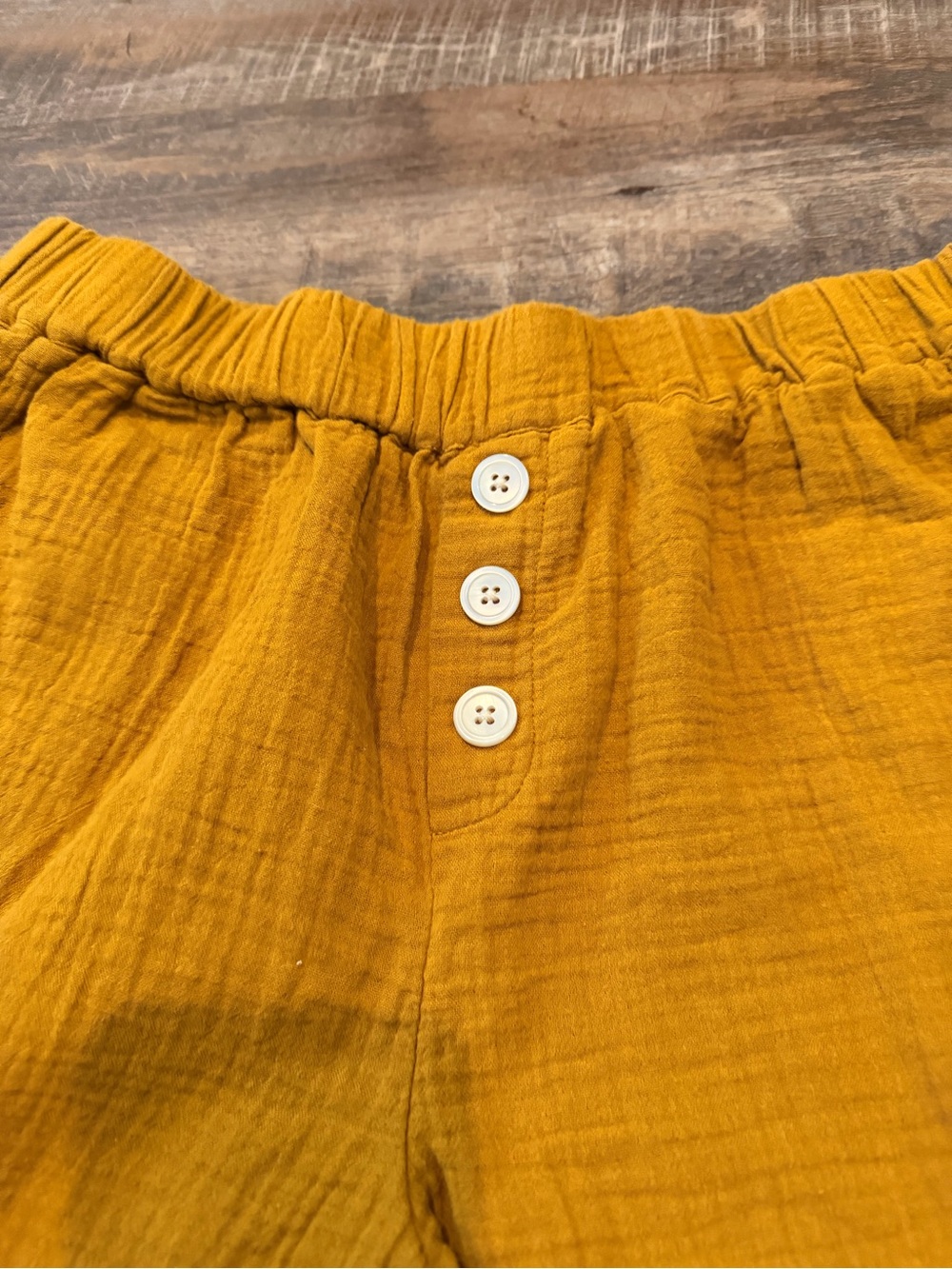 Madewell Mustard Double Gauze Pull On Shorts Women’s Medium Cotton Elastic Waist - Picture 2 of 5